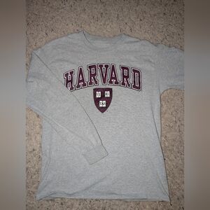 Harvard University Mens Long Sleeve T Shirt In Heather Grey